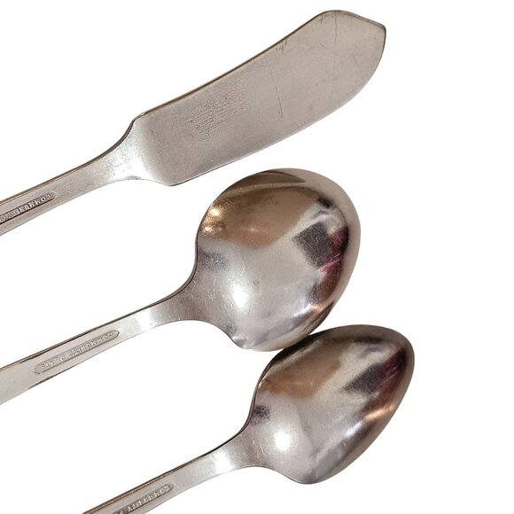 Oneida Coronation Silverplate Set Butter Knife Sugar Spoon vtg community plate - Picture 5 of 8
